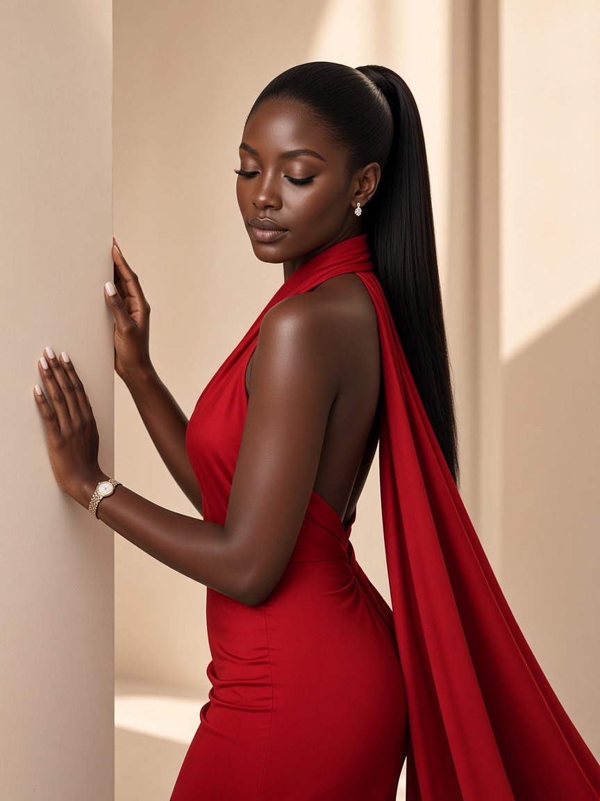 Aperçu du style Robe rouge mur beige
